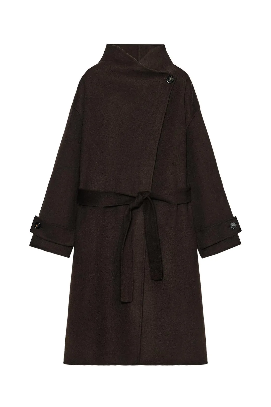 Двубортное пальто из смесовой шерсти с поясом, Zara