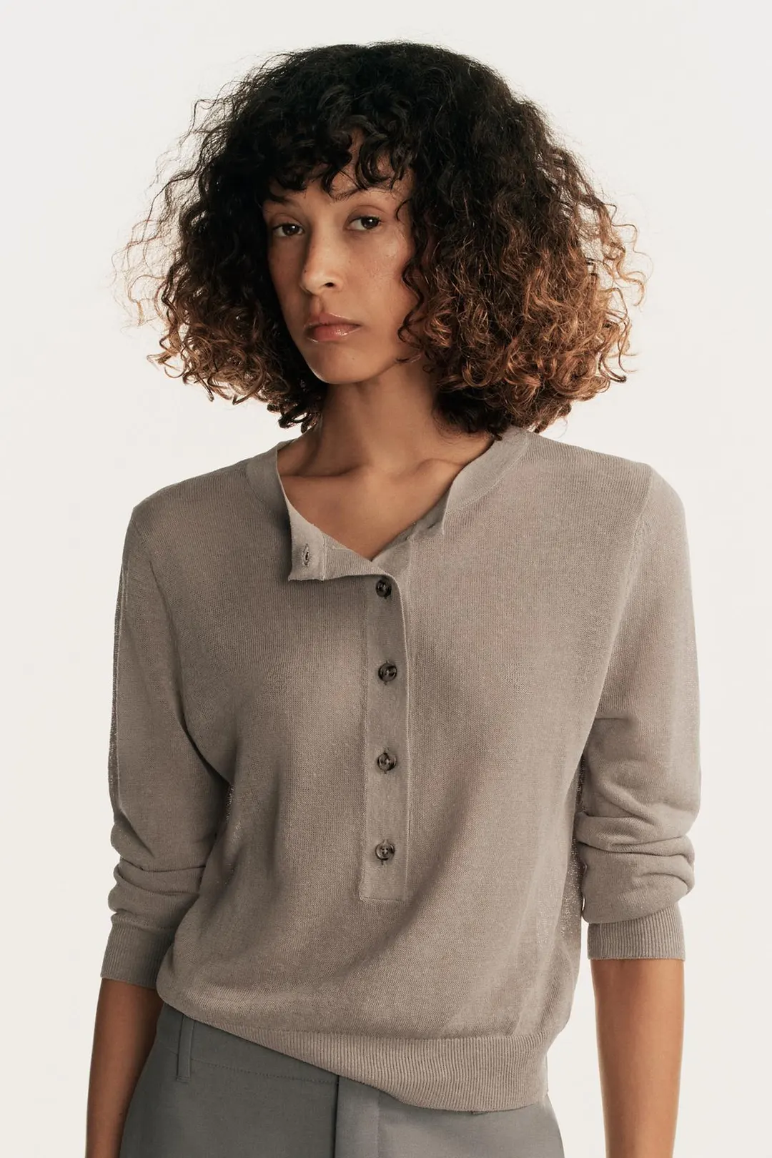 Вязаный свитер хенли, Zara