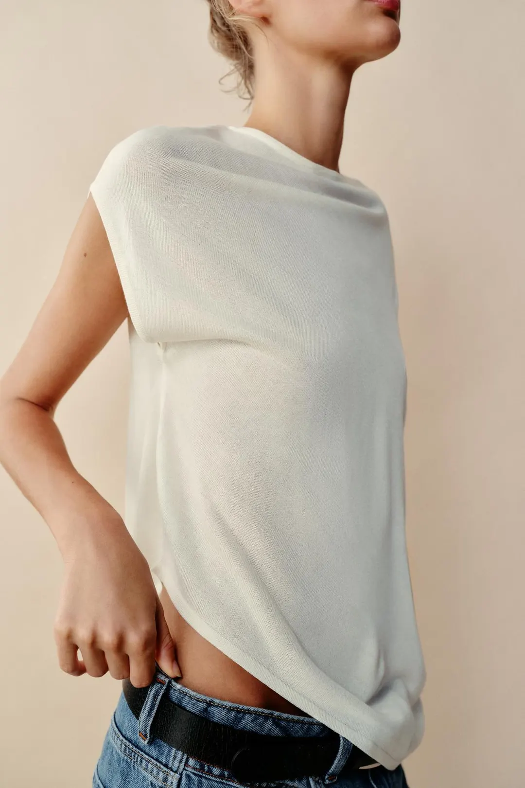 Асимметричный вязаный топ, Zara
