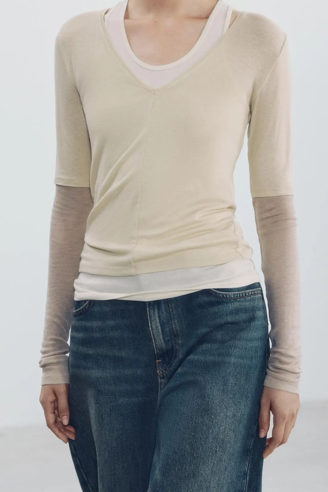 Футболка тройная с длинными рукавами, Zara
