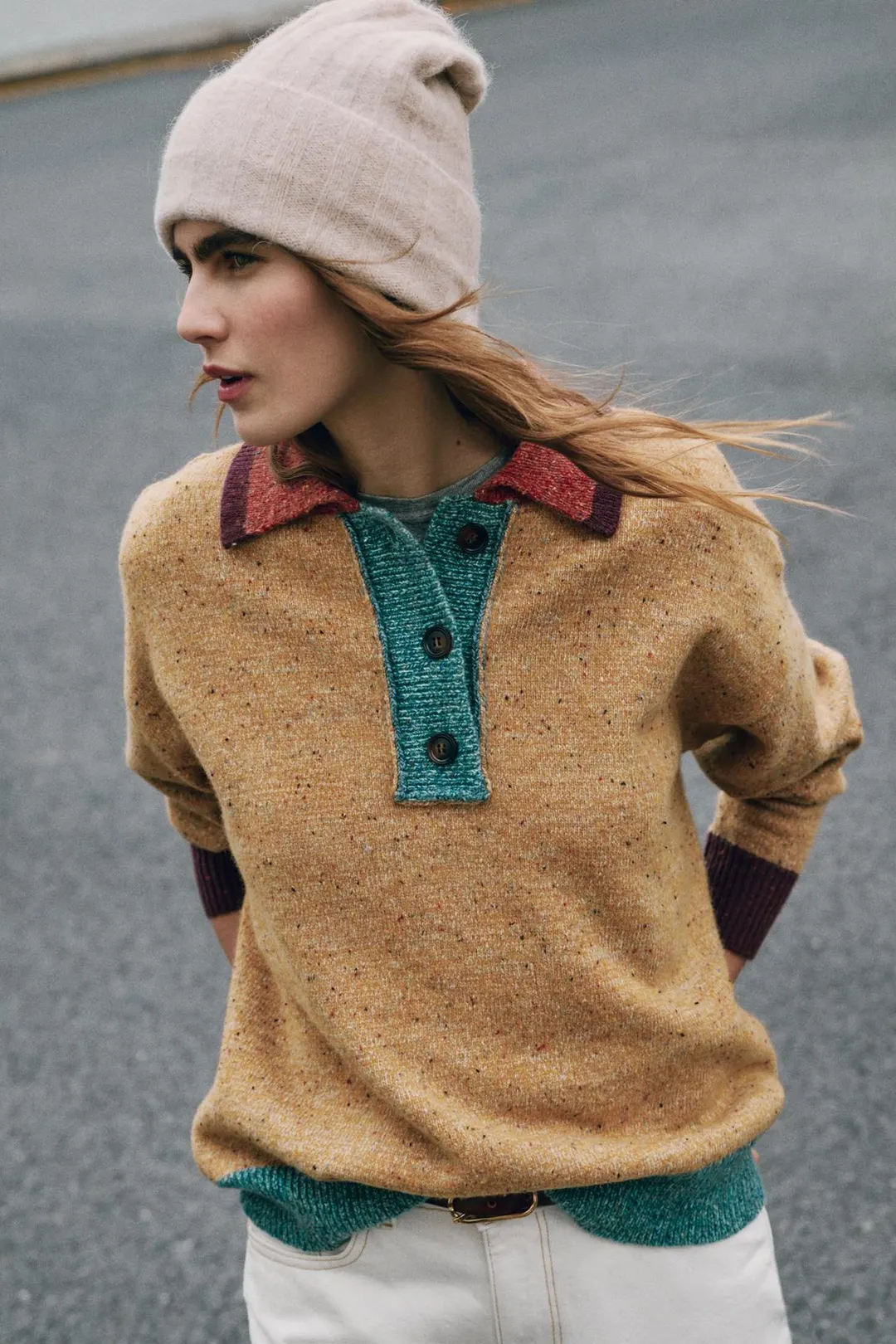 Вязаное поло из смесовой шерсти, Zara