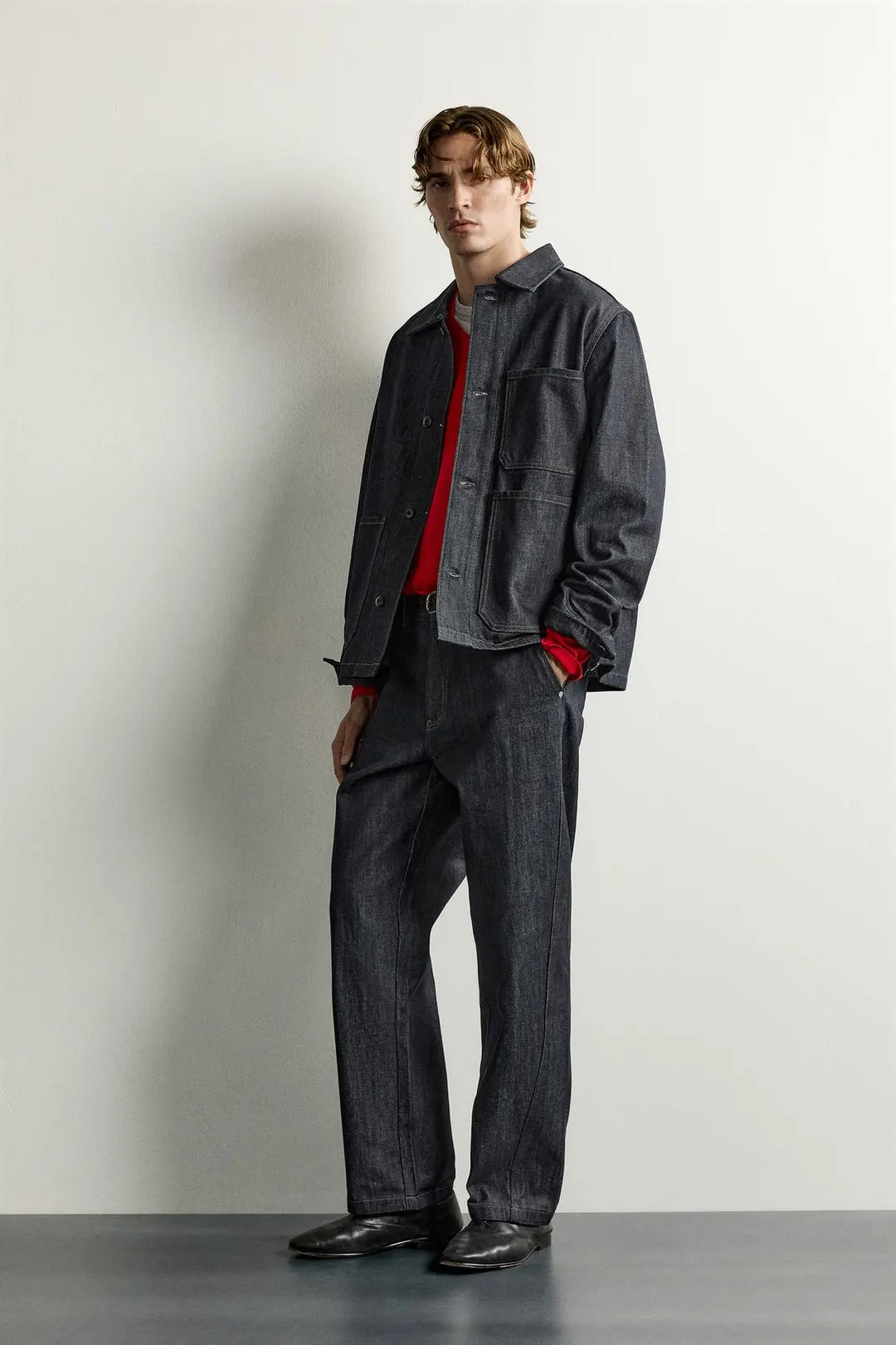 Джинсы широкие с металлическим крючком, Zara