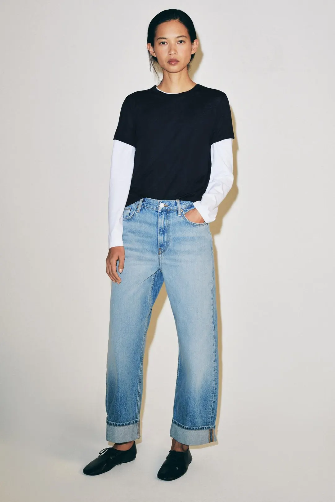 Джинсы багги со средней посадкой ZW Collection, Zara