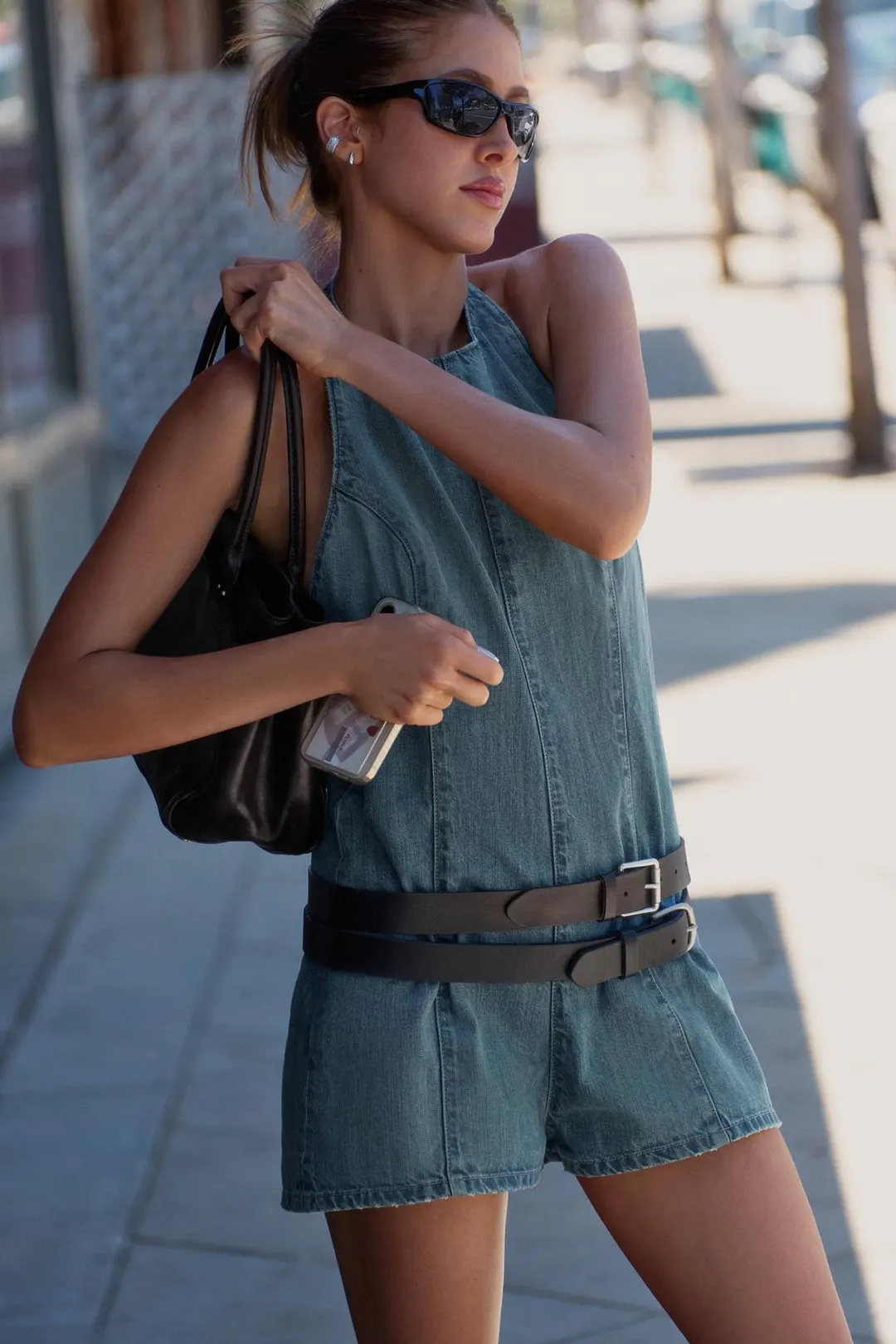 Джинсовый комбинезон-шорты с воротником халтер TRF, Zara