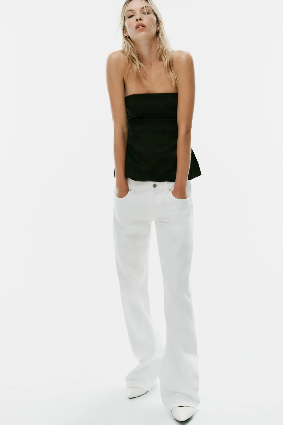 Топ атласный с баской, Zara