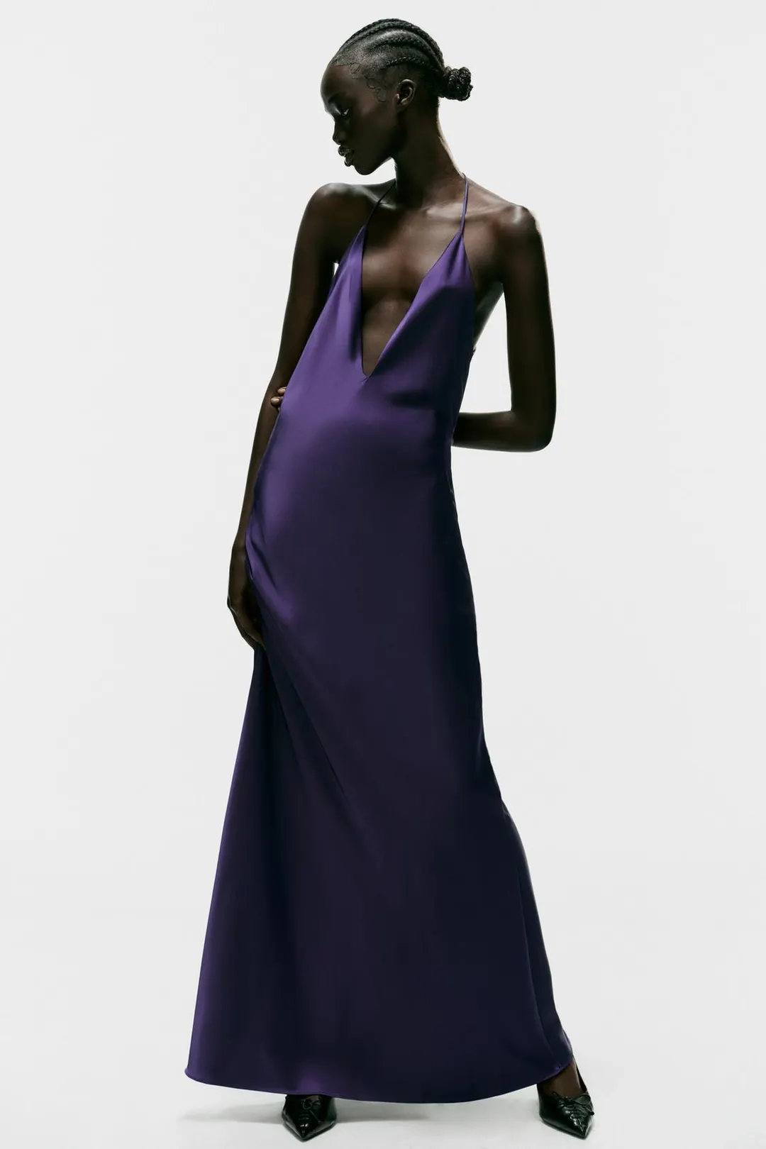 Платье длинное атласное, Zara
