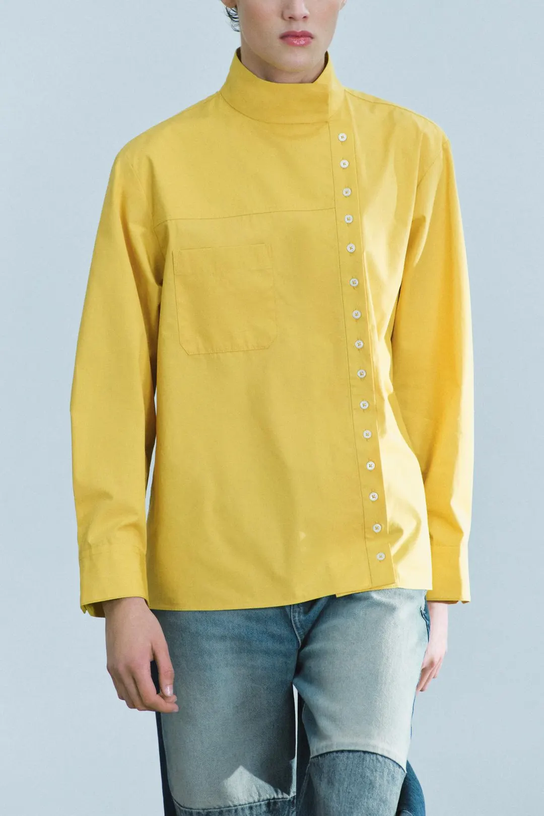 Двубортная рубашка из поплина ZW Collection, Zara