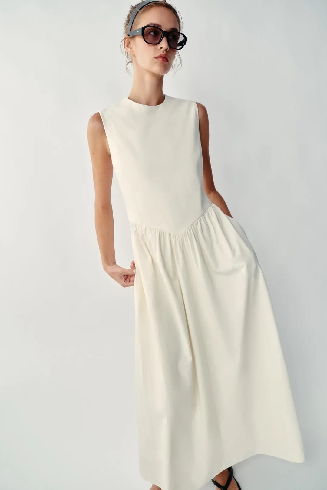 Платье комбинированное миди, Zara