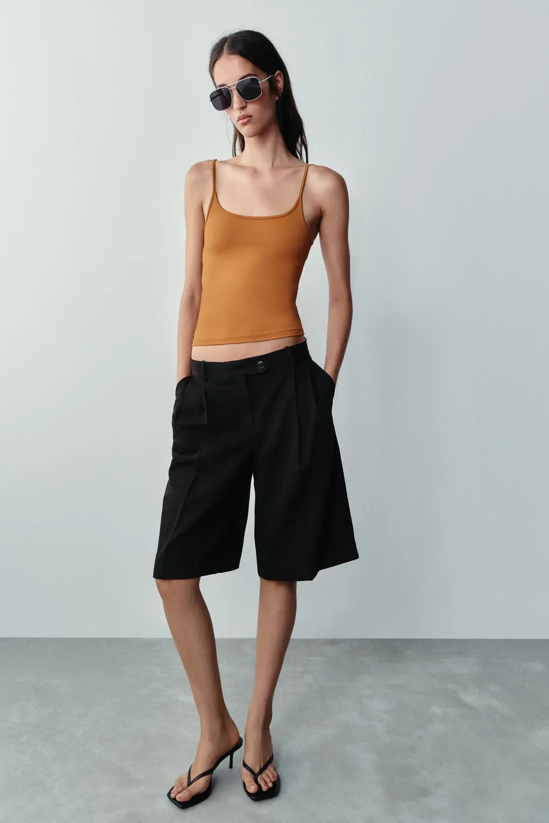 Топ на бретелях из полиамида, Zara
