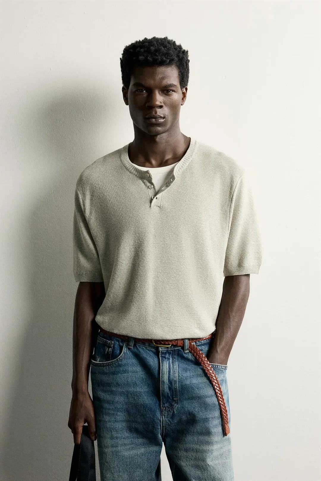 Трикотажная футболка хенли, Zara
