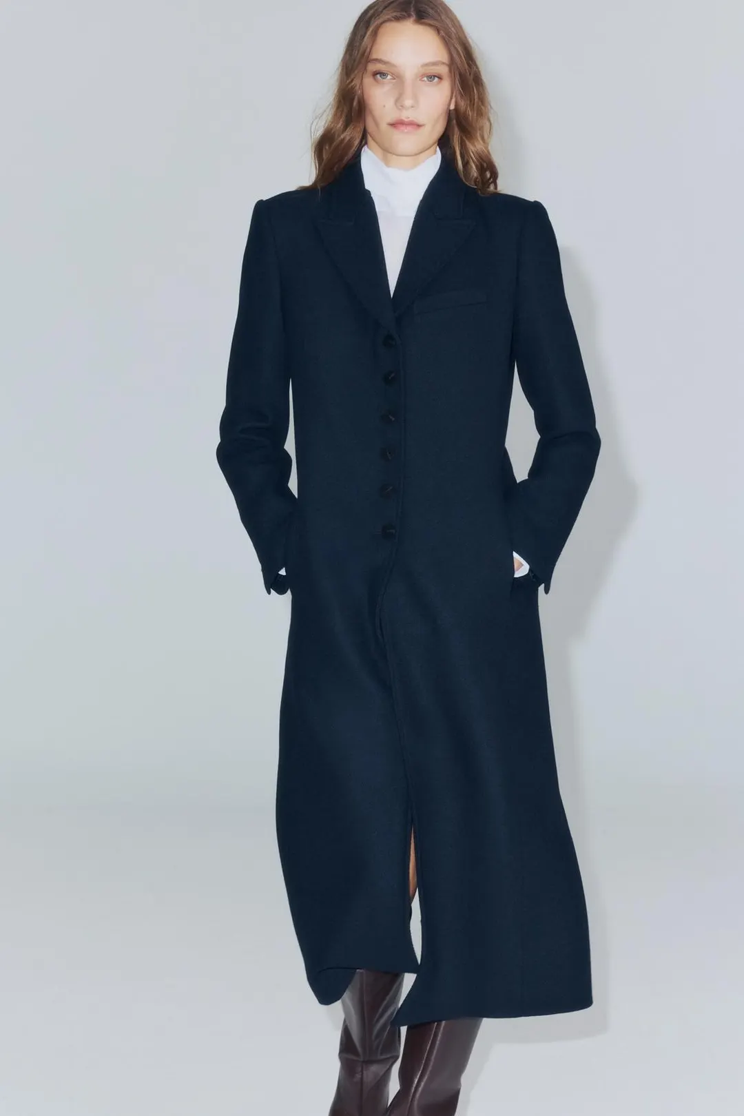 Длинное пальто из смесовой шерсти ZW Collection, Zara
