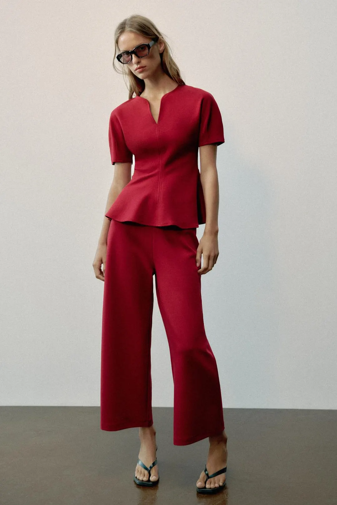 Топ с баской и пышными рукавами, Zara