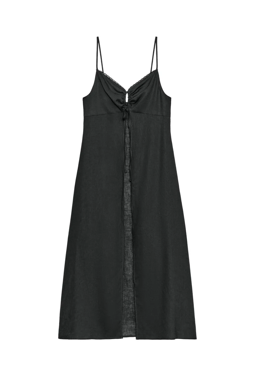 Удлиненный топ на бретелях из смесового льна, Zara