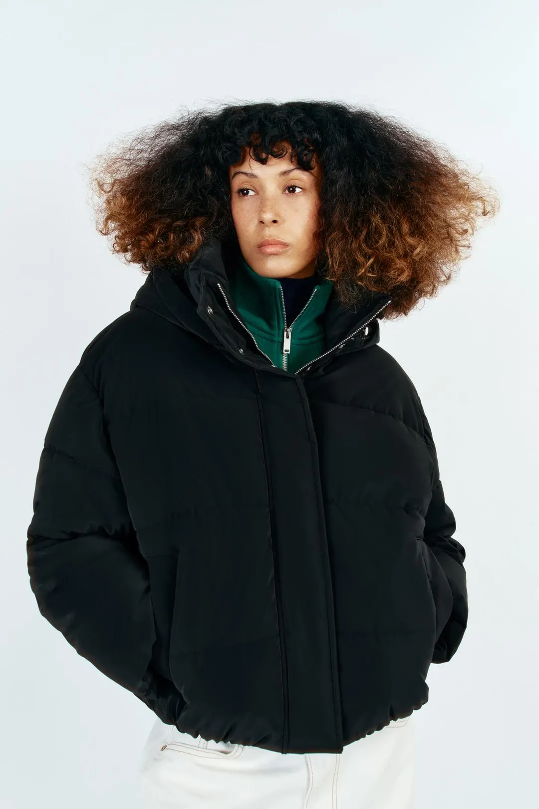 Ветрозащитный утеплённый анорак с капюшоном, Zara