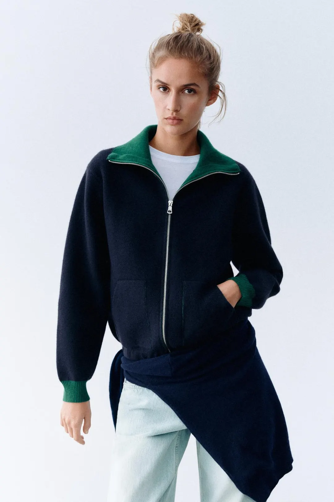 Трикотажный кардиган на молнии, Zara