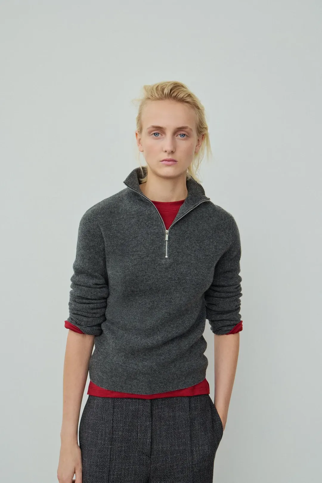 Свитер на молнии из 100% шерсти, Zara