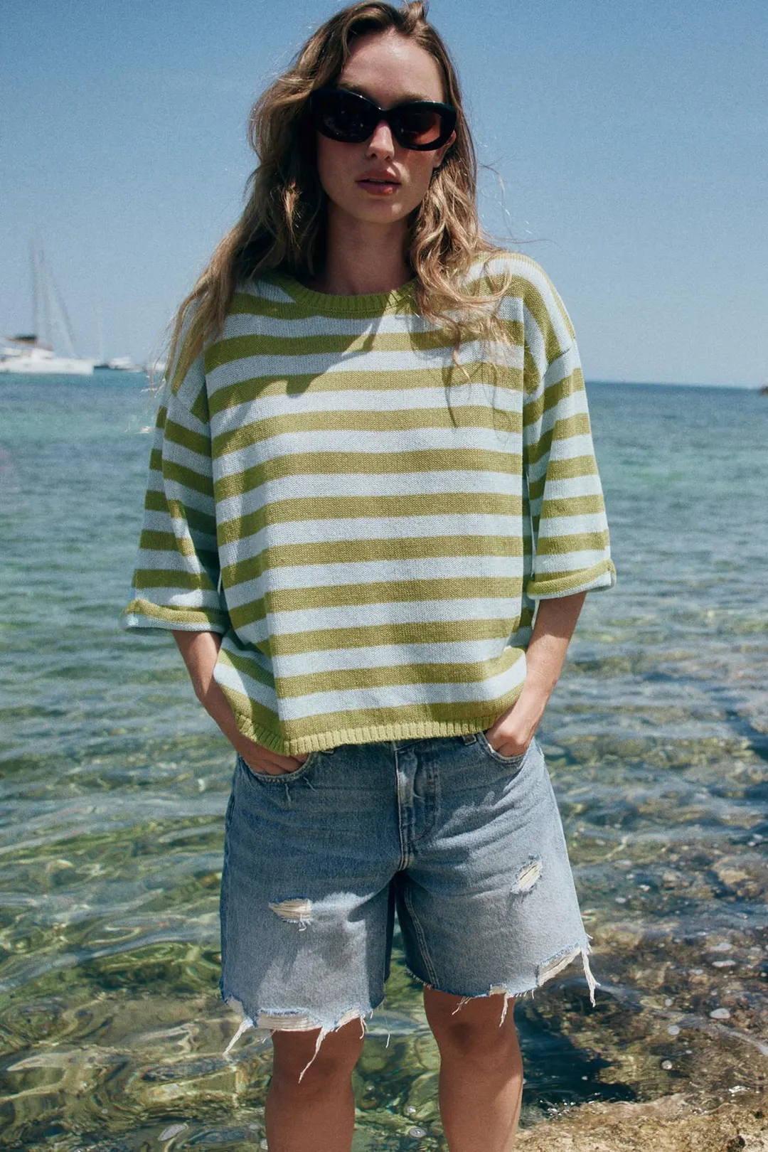 Джинсовые бермуды Z1975 с разрывами, Zara