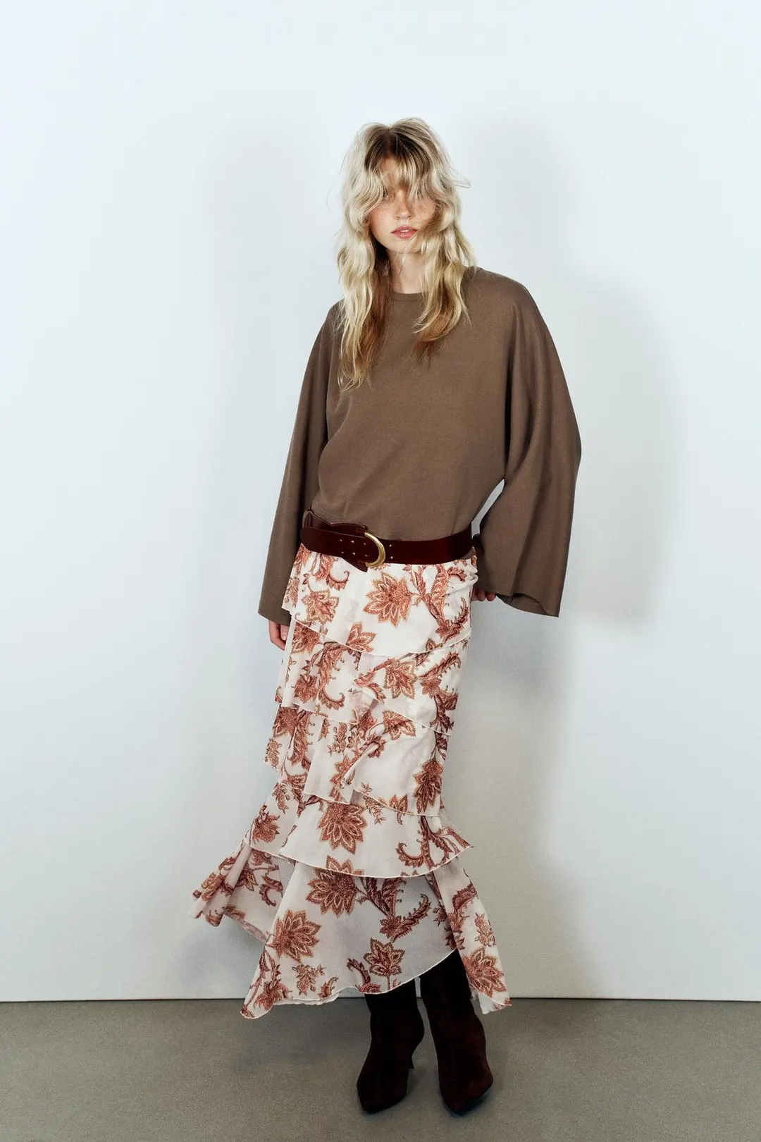 Юбка с принтом и оборками, Zara