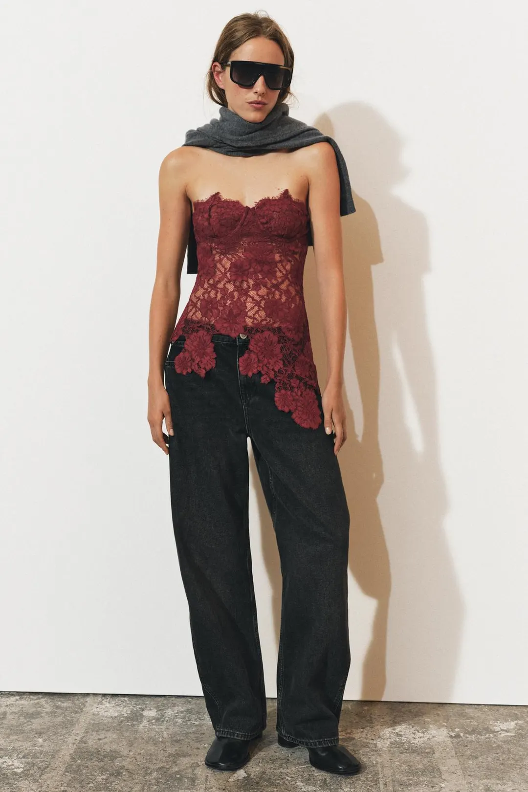 Корсет с цветочным кружевом ZW Collection, Zara