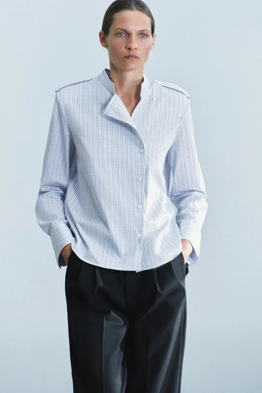 Рубашка в клетку с подплечниками ZW Collection, Zara
