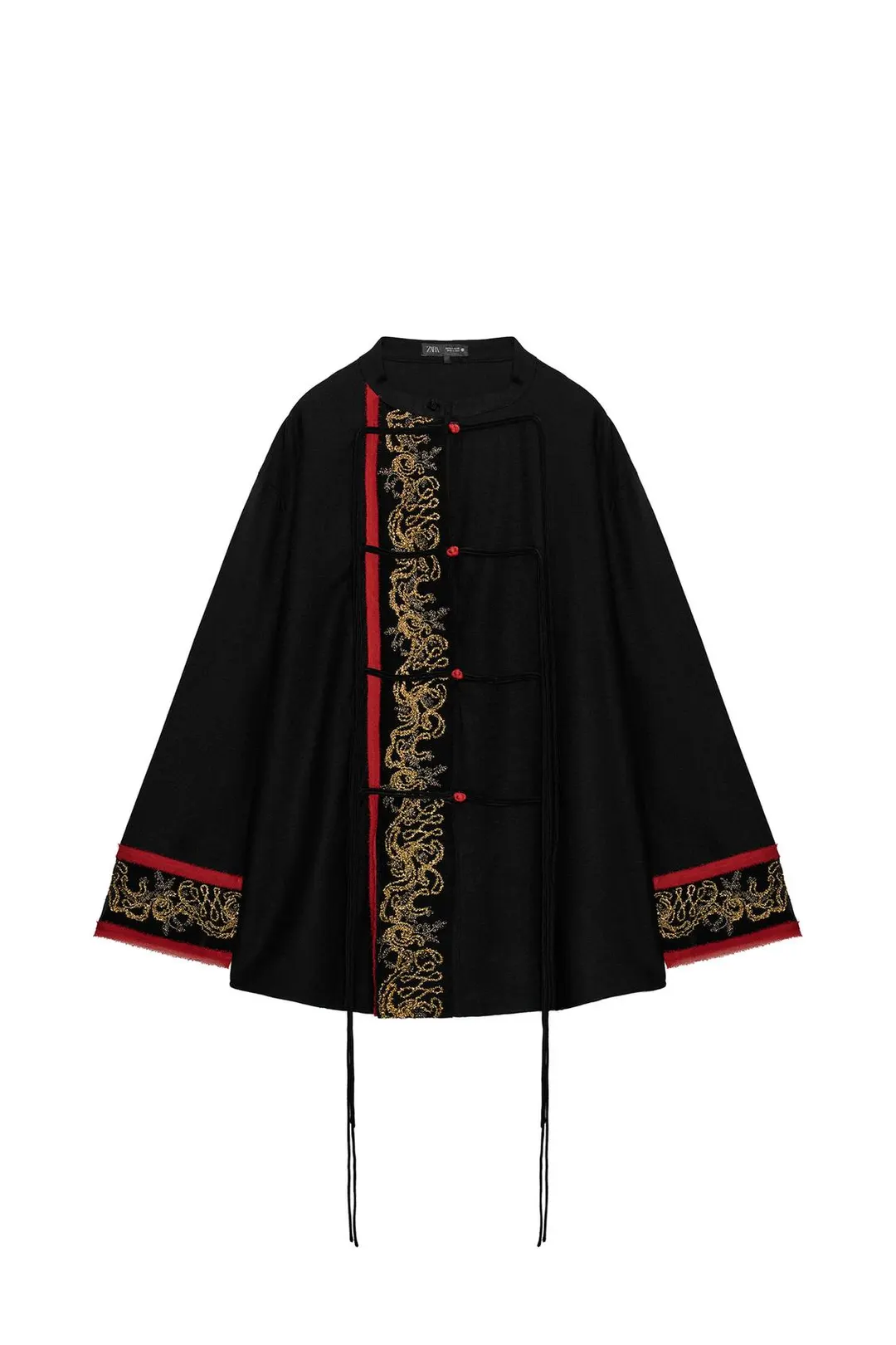 Рубашка удлиненная комбинированная с вышивкой и бисером ZW Collection, Zara