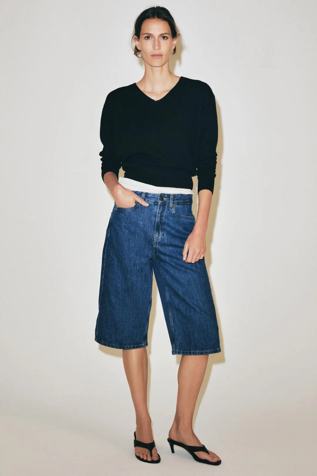 Джинсовые бермуды ZW Collection со средней посадкой, Zara