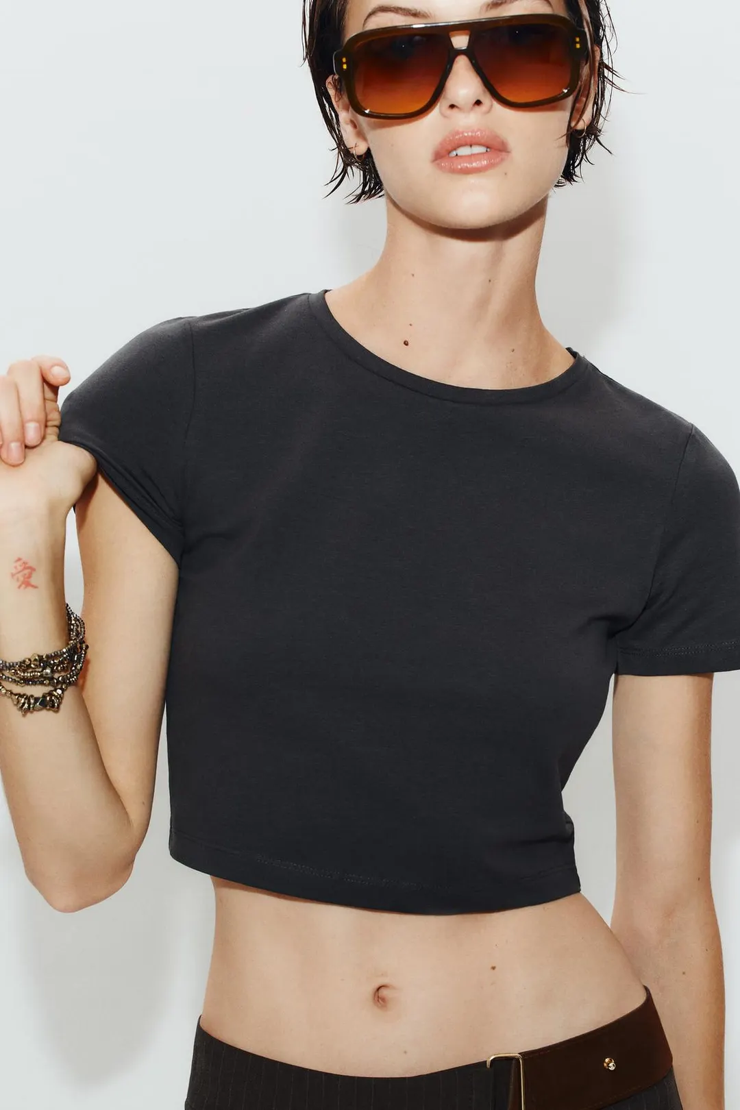 Укороченная футболка с короткими рукавами, Zara