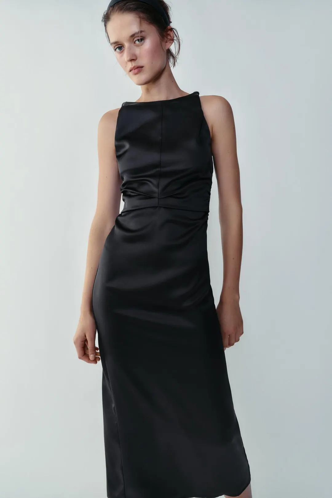 Сатиновое платье с драпировкой, Zara
