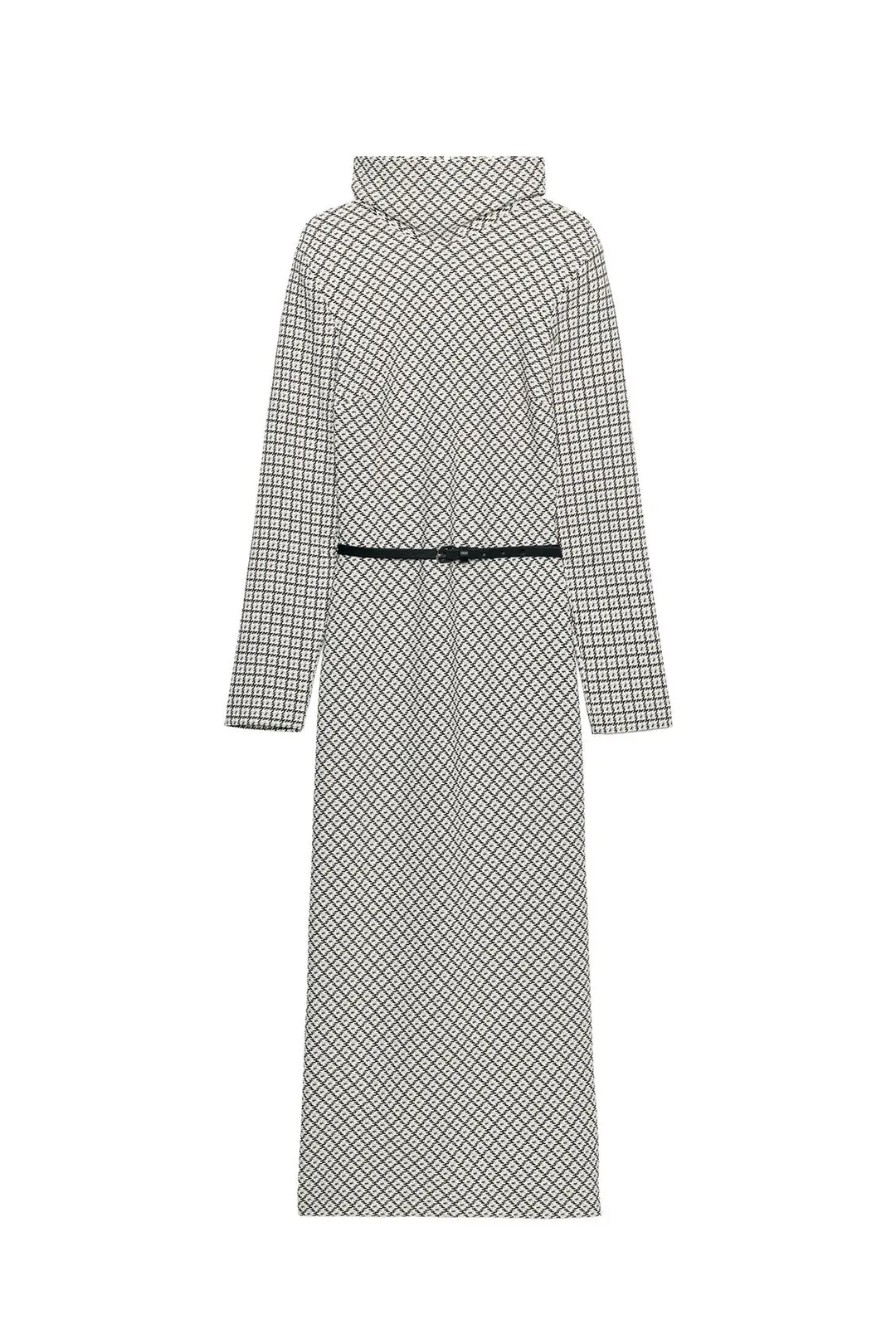 Длинное платье с принтом и поясом, Zara