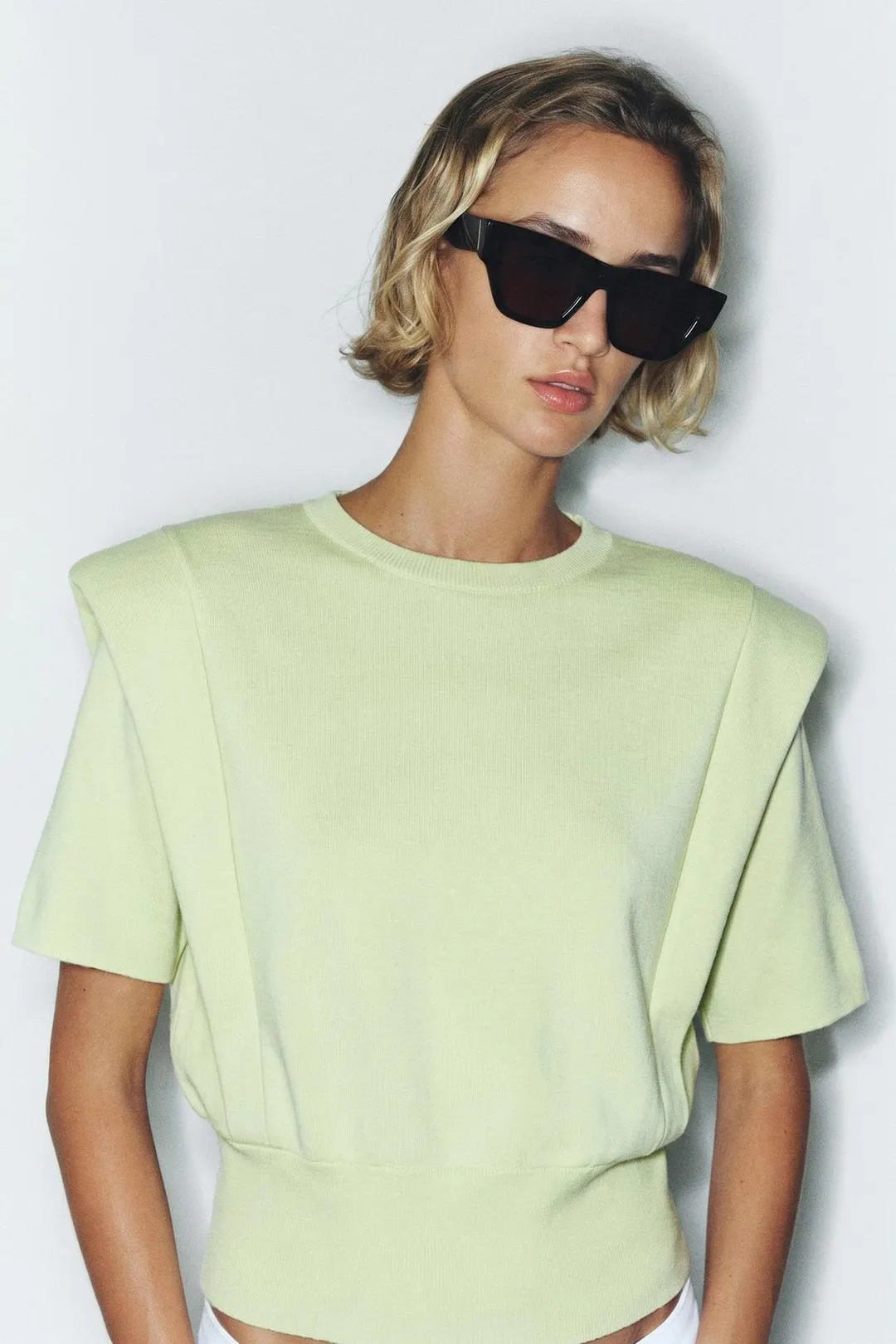 Вязаный топ с подплечниками, Zara