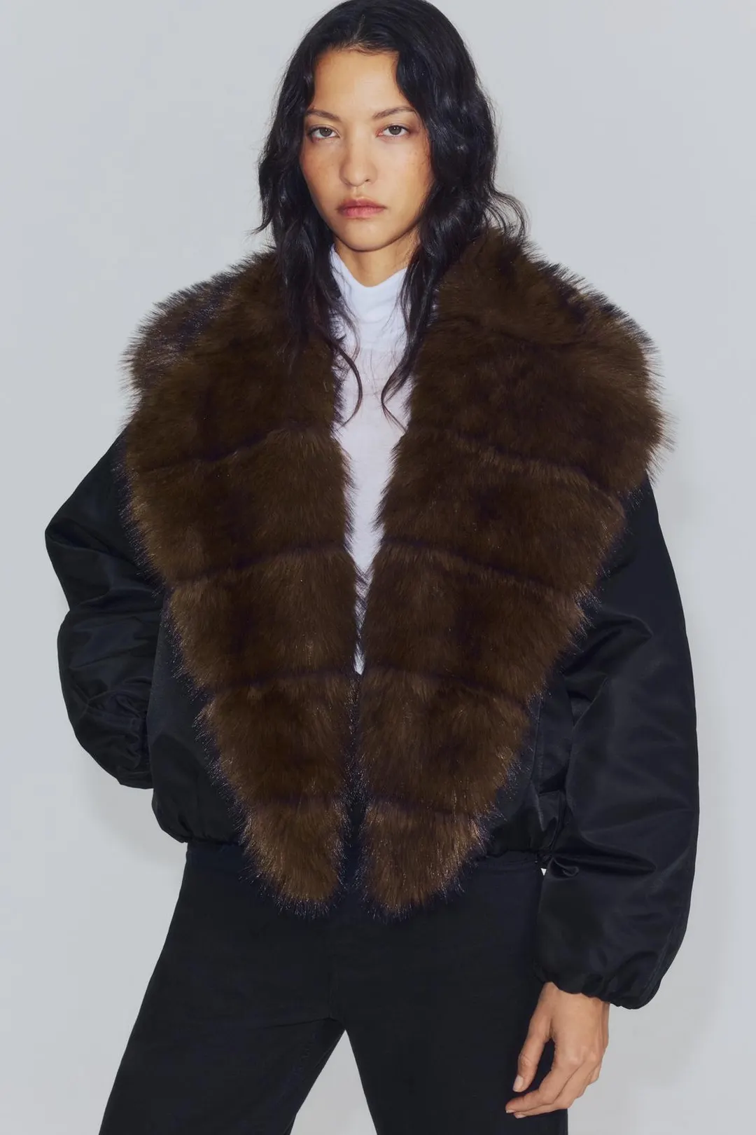 Бомбер с воротником из искусственного меха ZW Collection, Zara