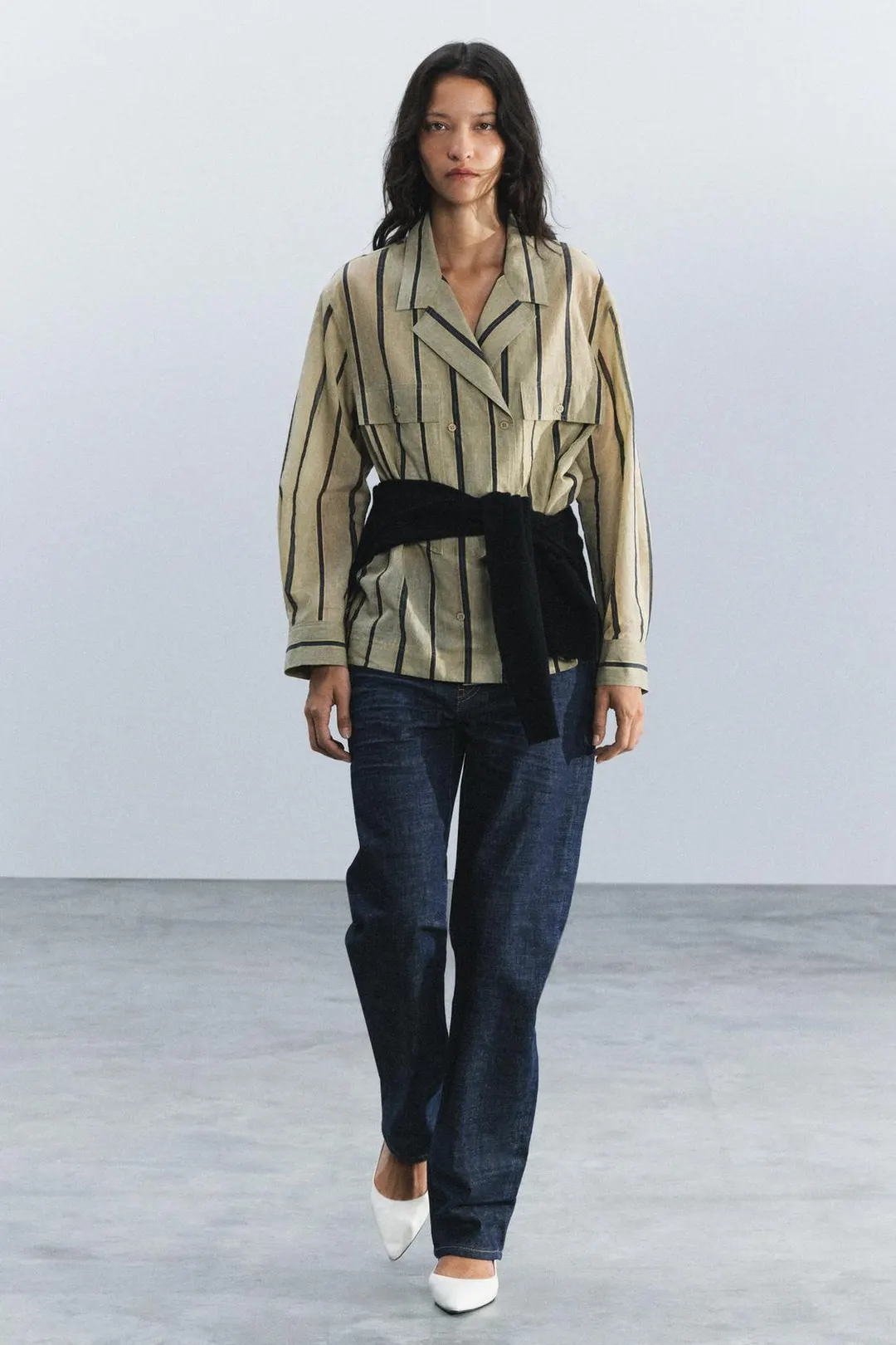 Рубашка с запахом и карманом ZW Collection, Zara
