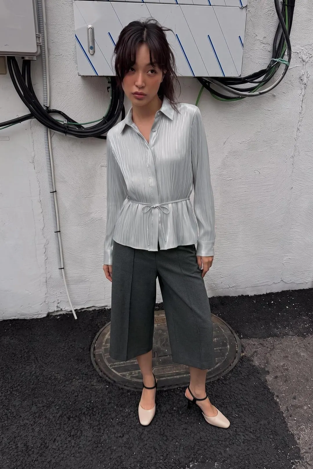 Рубашка с блеском и поясом, Zara
