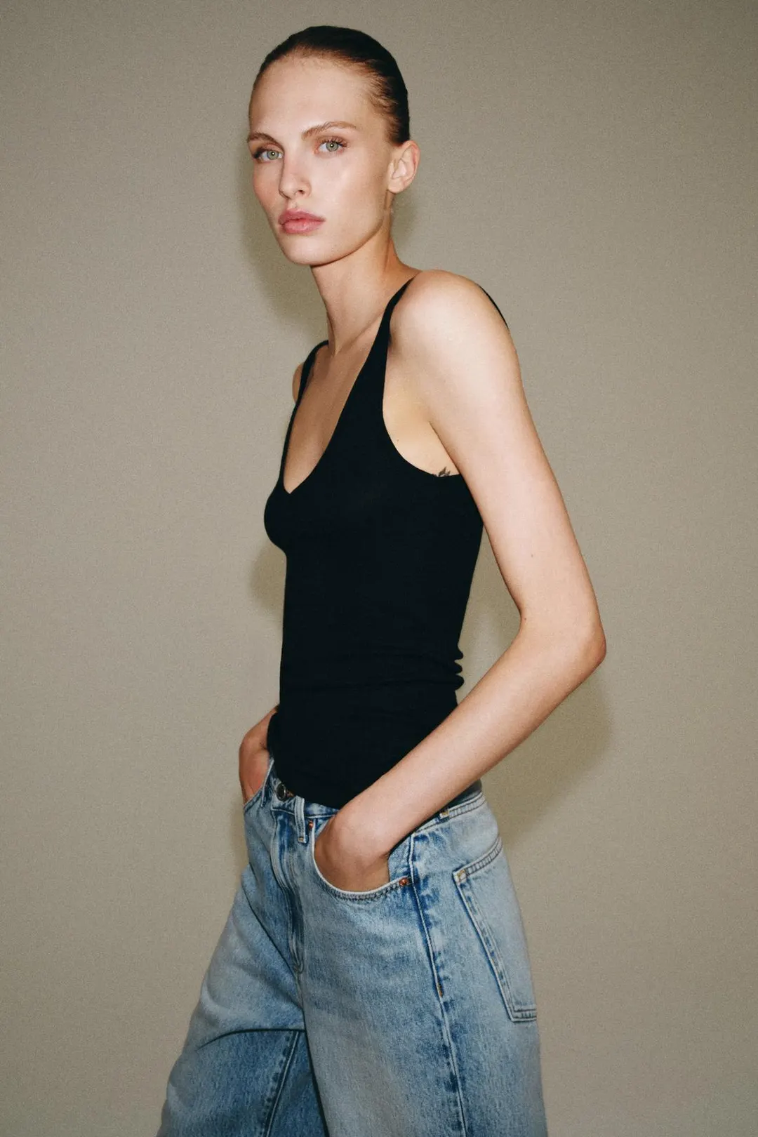 Топ на бретелях из хлопка, Zara
