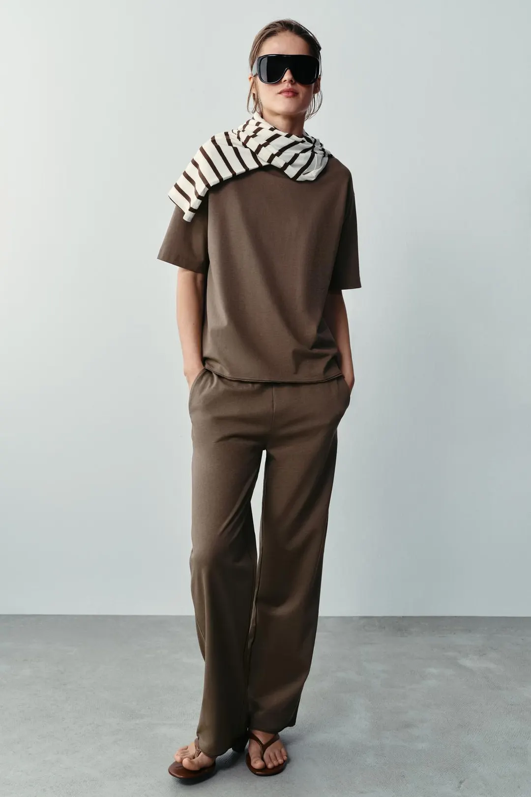 Брюки прямого кроя из хлопка, Zara