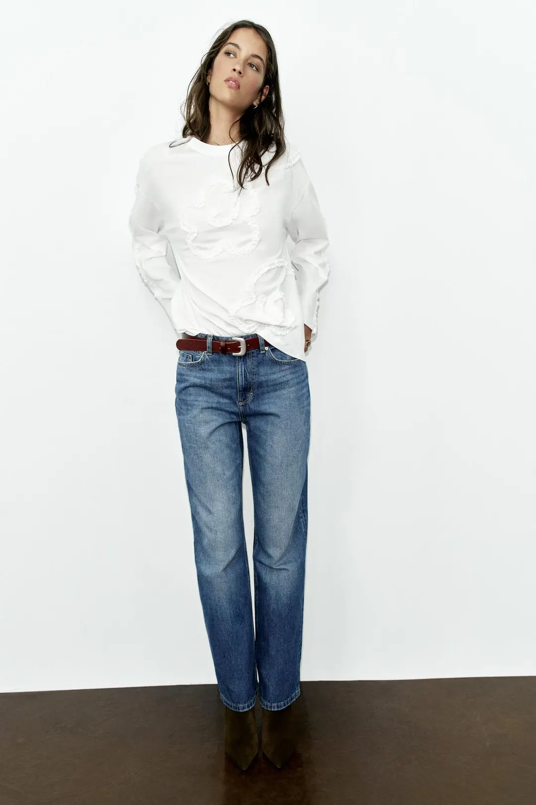 Фактурная футболка с длинными рукавами, Zara