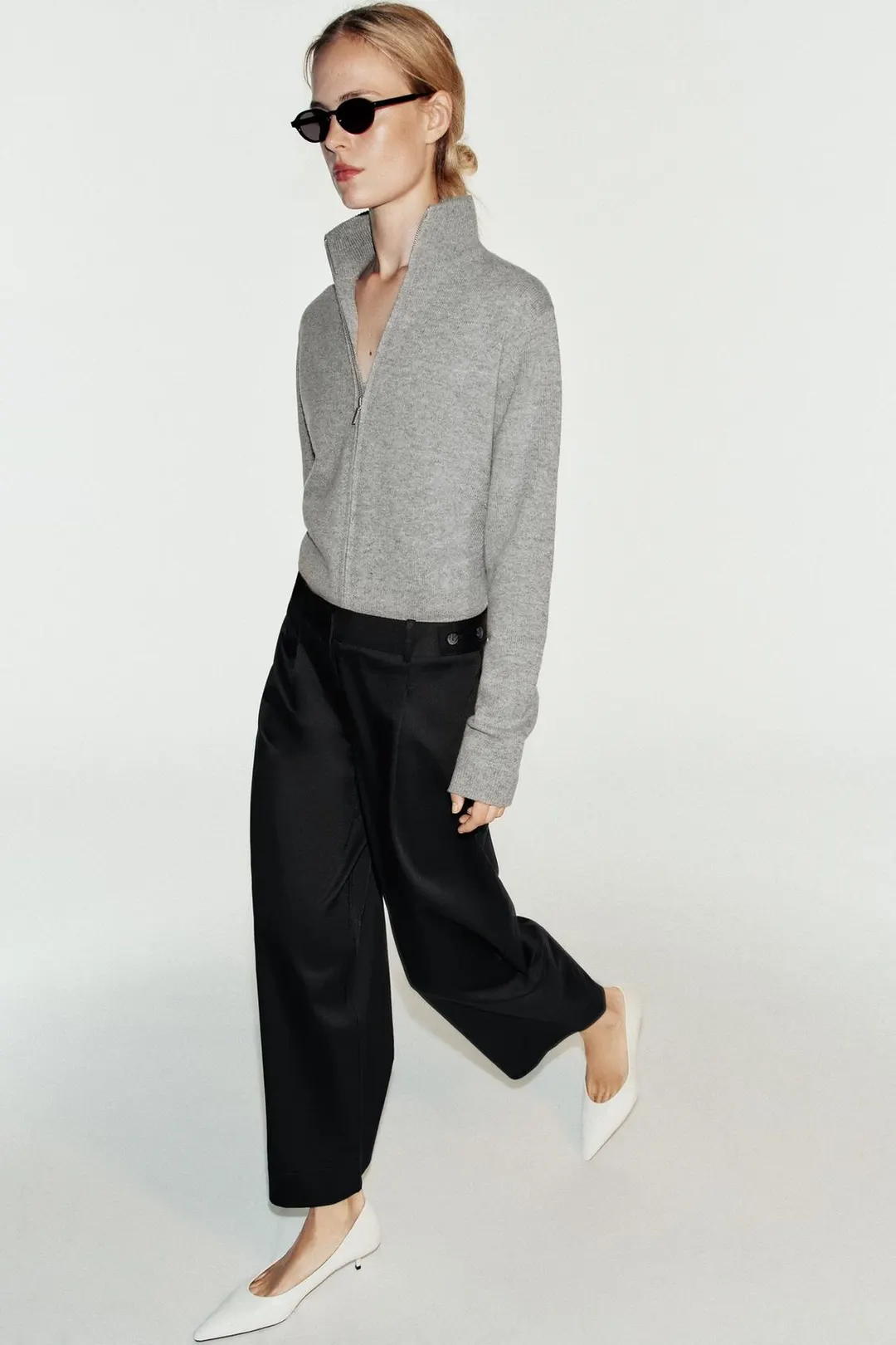 Брюки с хлястиками на поясе, Zara
