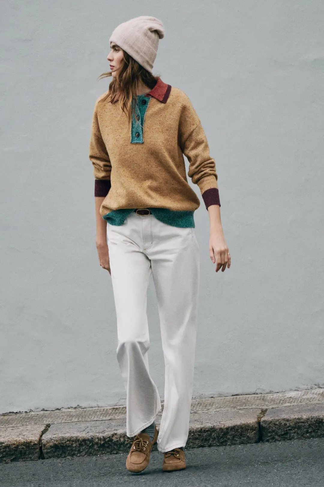 Вязаное поло из смесовой шерсти, Zara