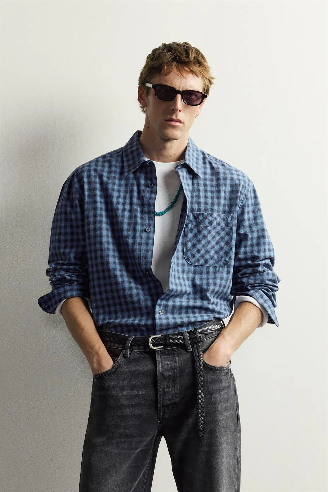 Рубашка из клетчатой саржи AARON LEVINE X ZARA, Zara