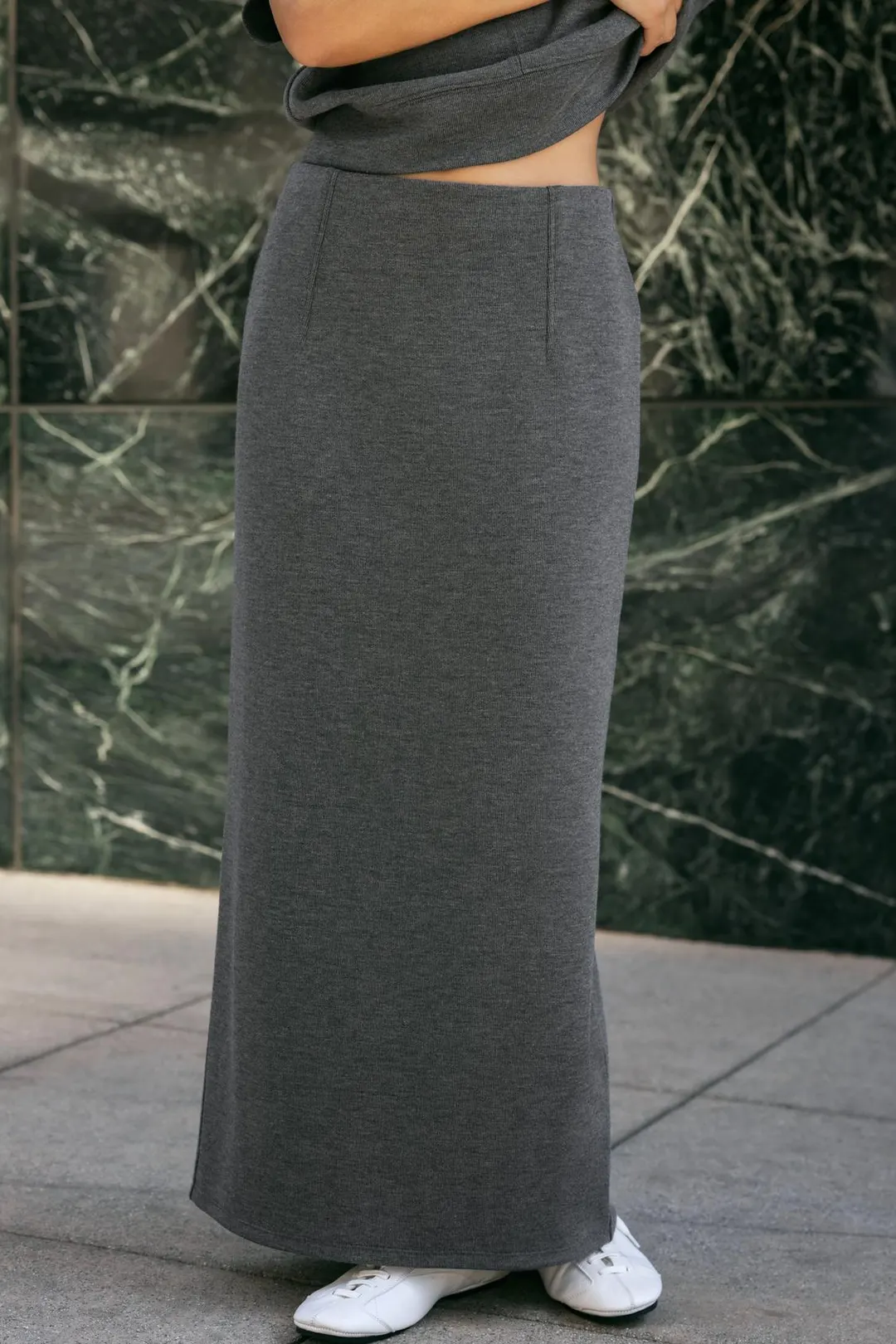 Юбка миди прямого кроя из мягкой ткани, Zara