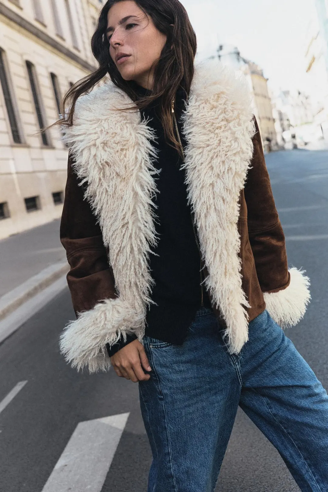 Комбинированная куртка с искусственным мехом, Zara