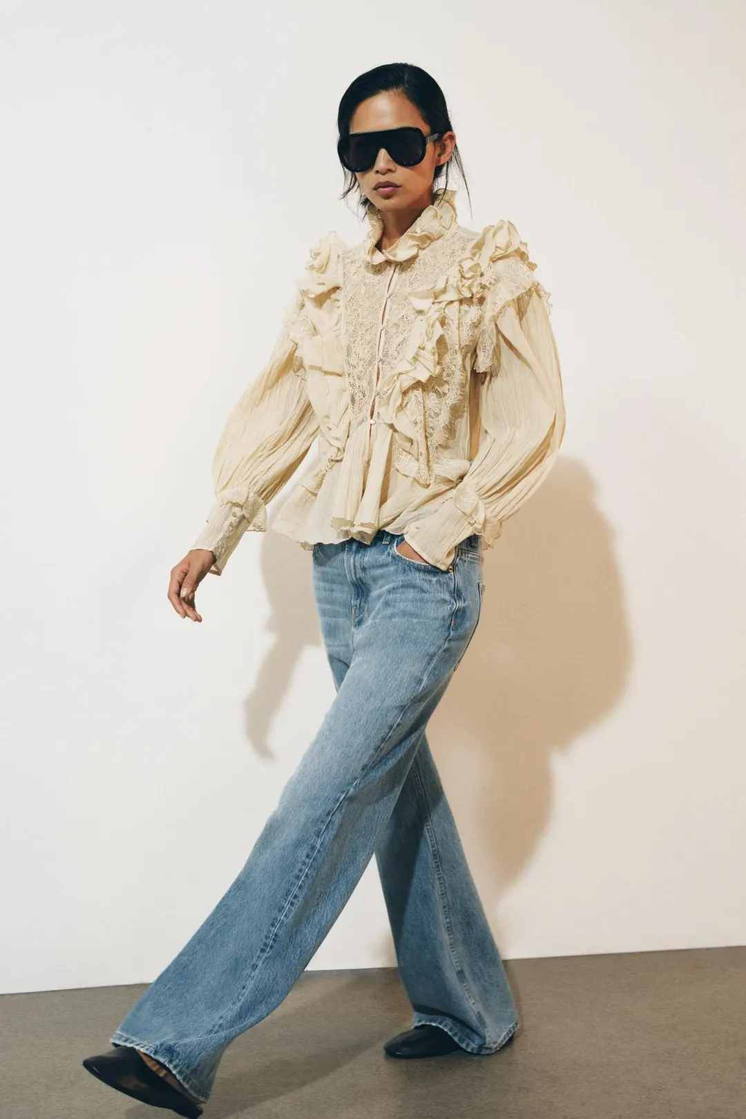 Романтичная рубашка с оборками ZW Collection, Zara