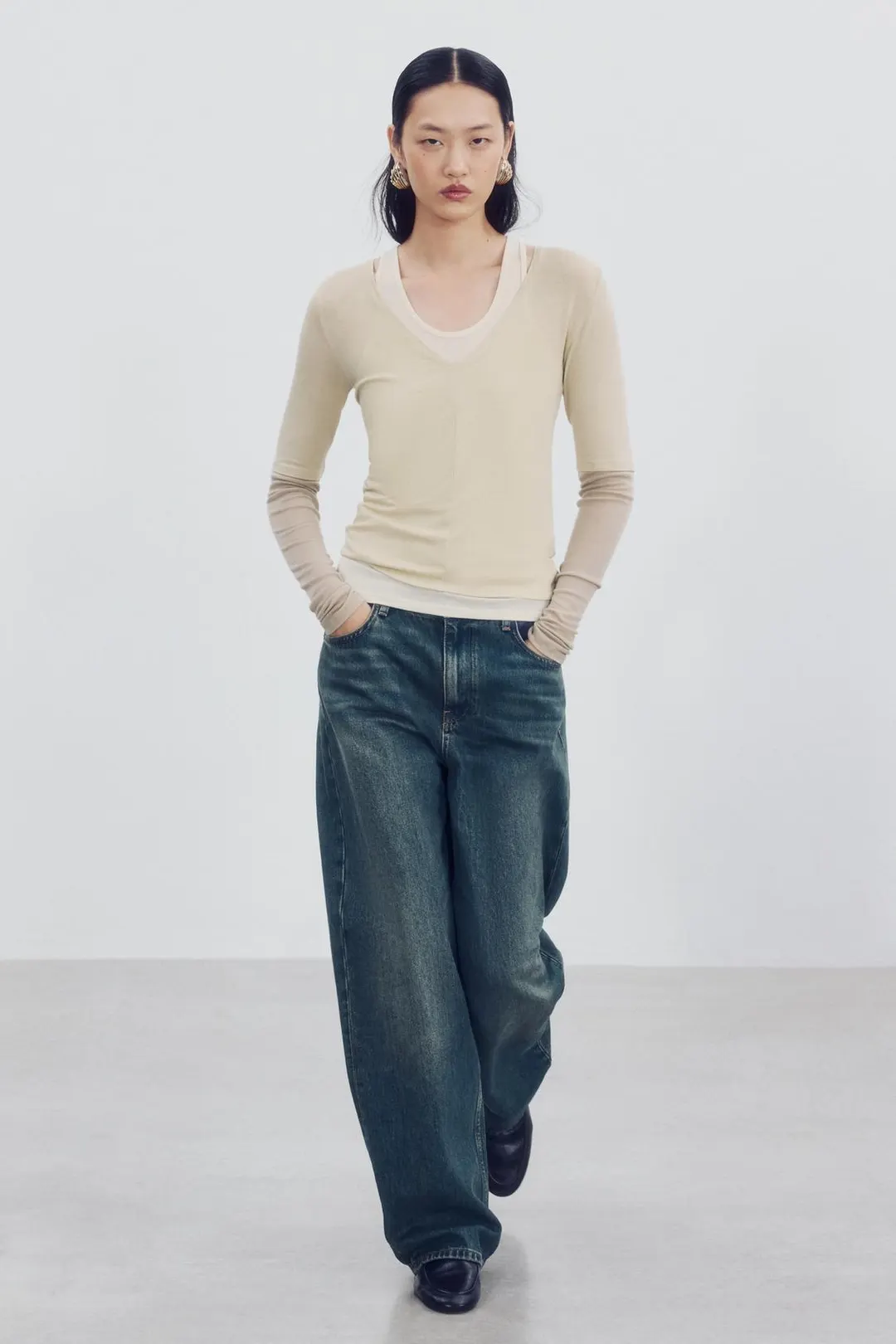 Футболка тройная с длинными рукавами, Zara