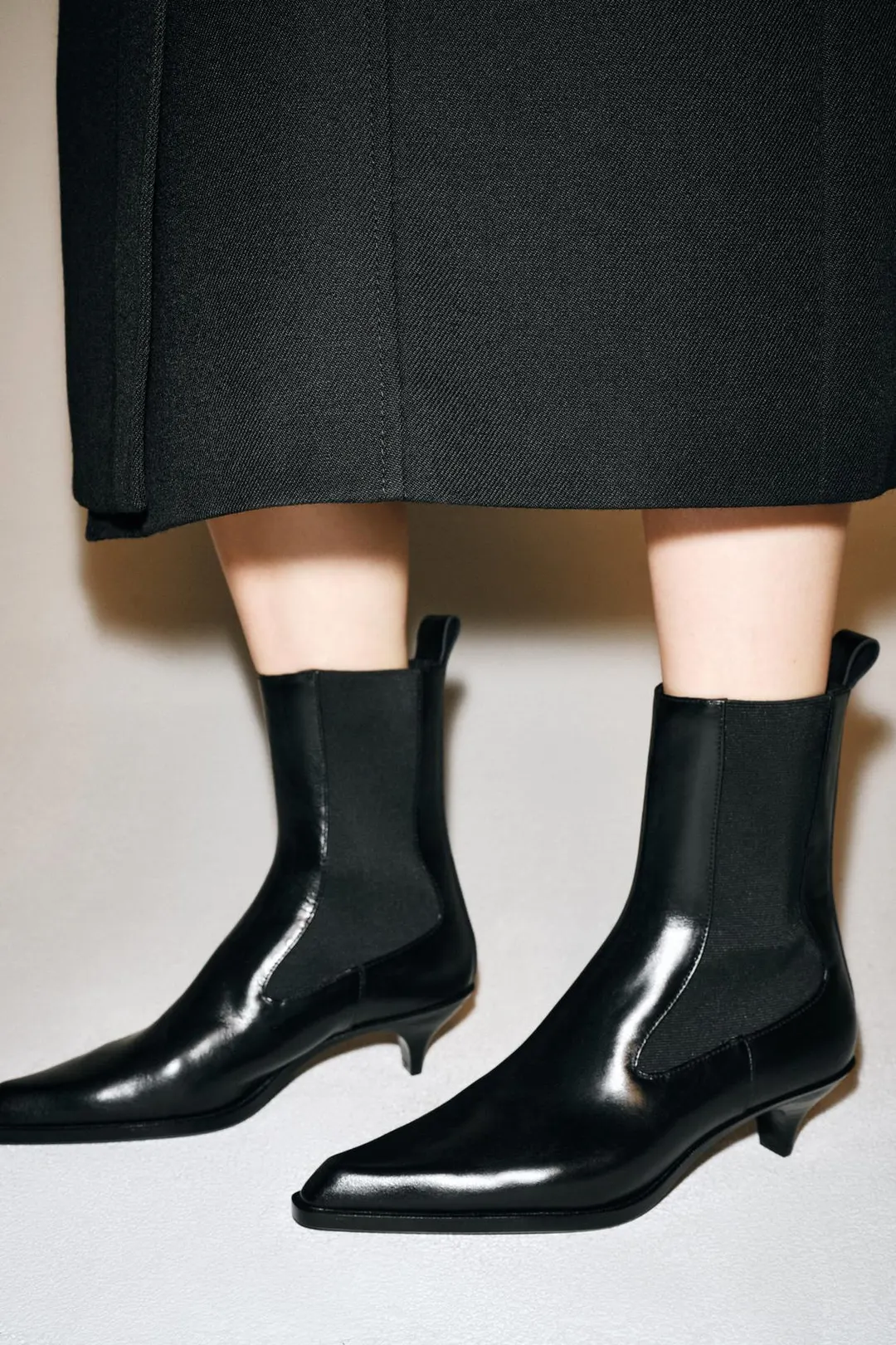 Ботильоны комбинированные на каблуке kitten heel, Zara