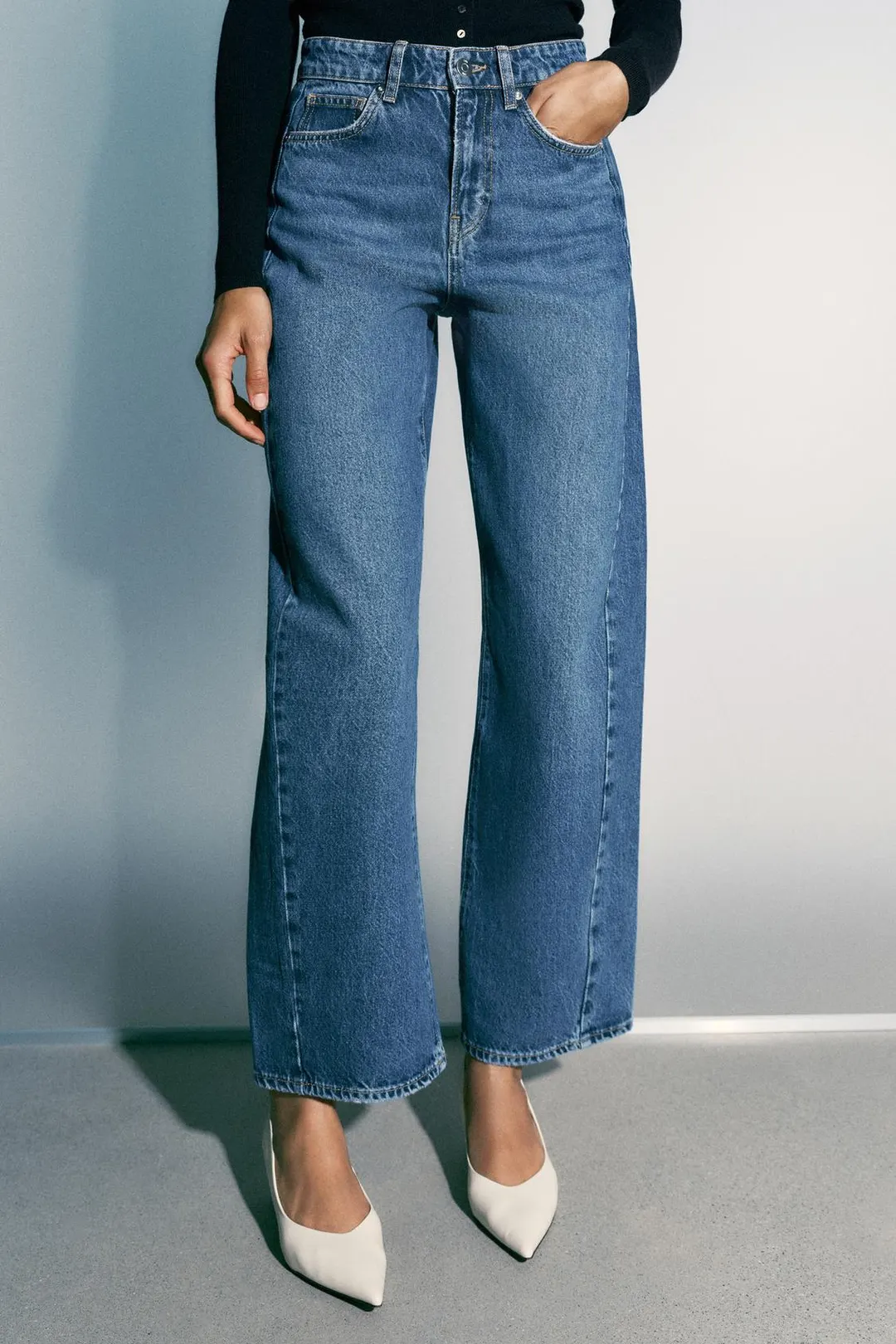 Джинсы barrel Z1975 с высокой посадкой, Zara