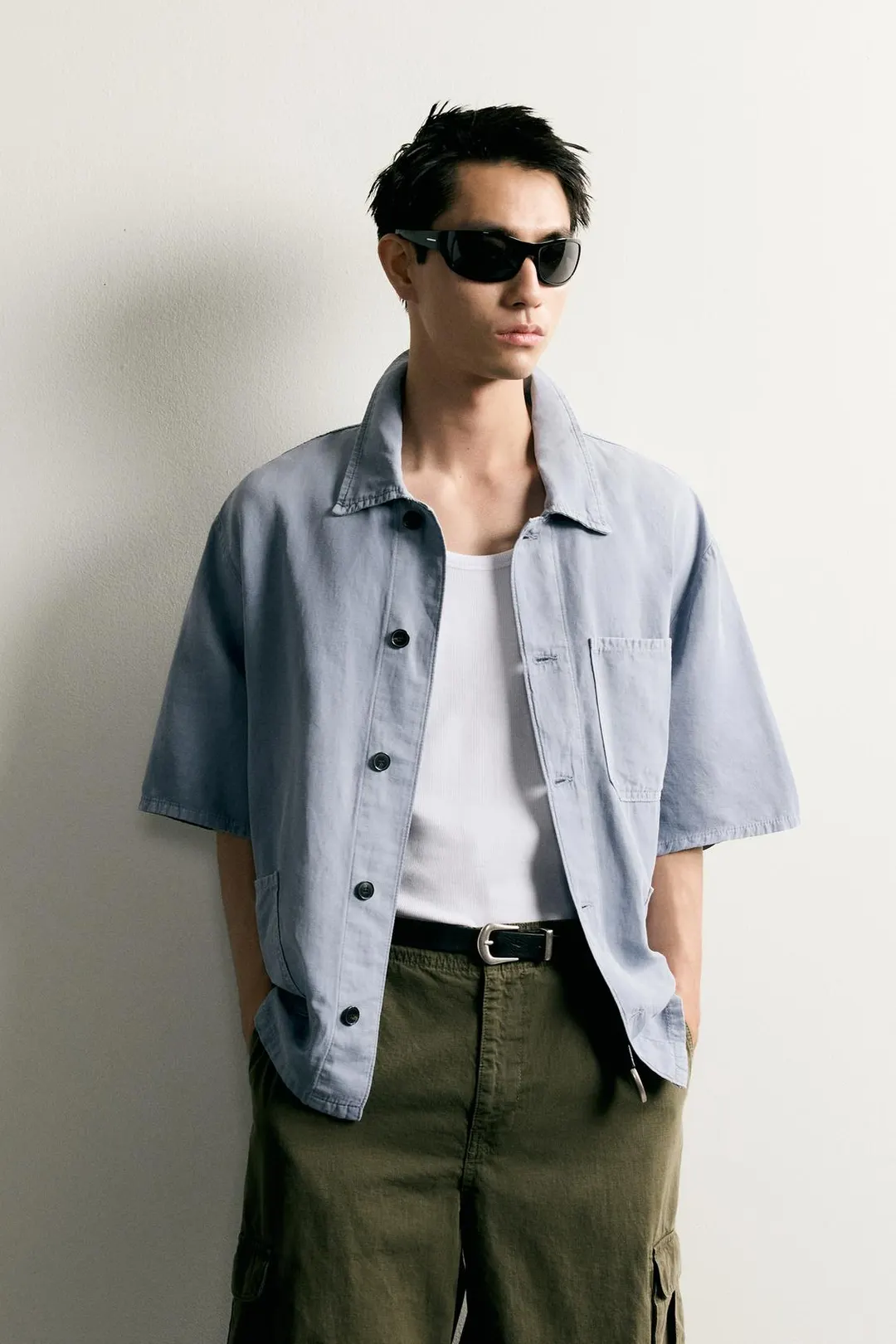 Рубашка верхняя из вареного хлопка и льна, Zara