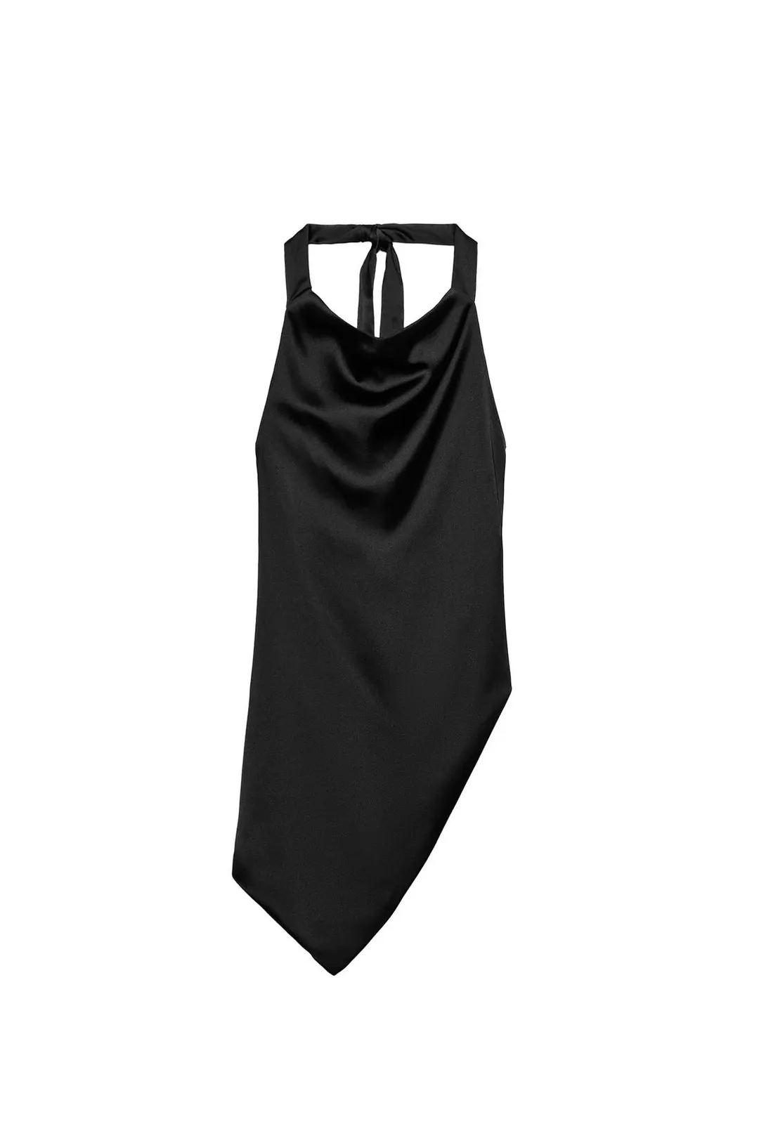 Асимметричный сатиновый топ с бретелью халтер, Zara