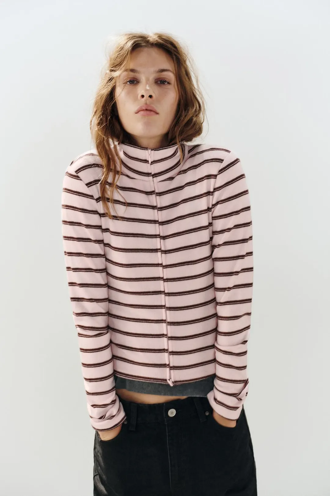 Куртка в полоску на молнии, Zara
