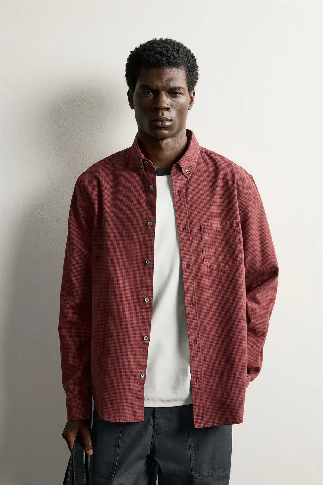 Рубашка прямого кроя в клетку, Zara