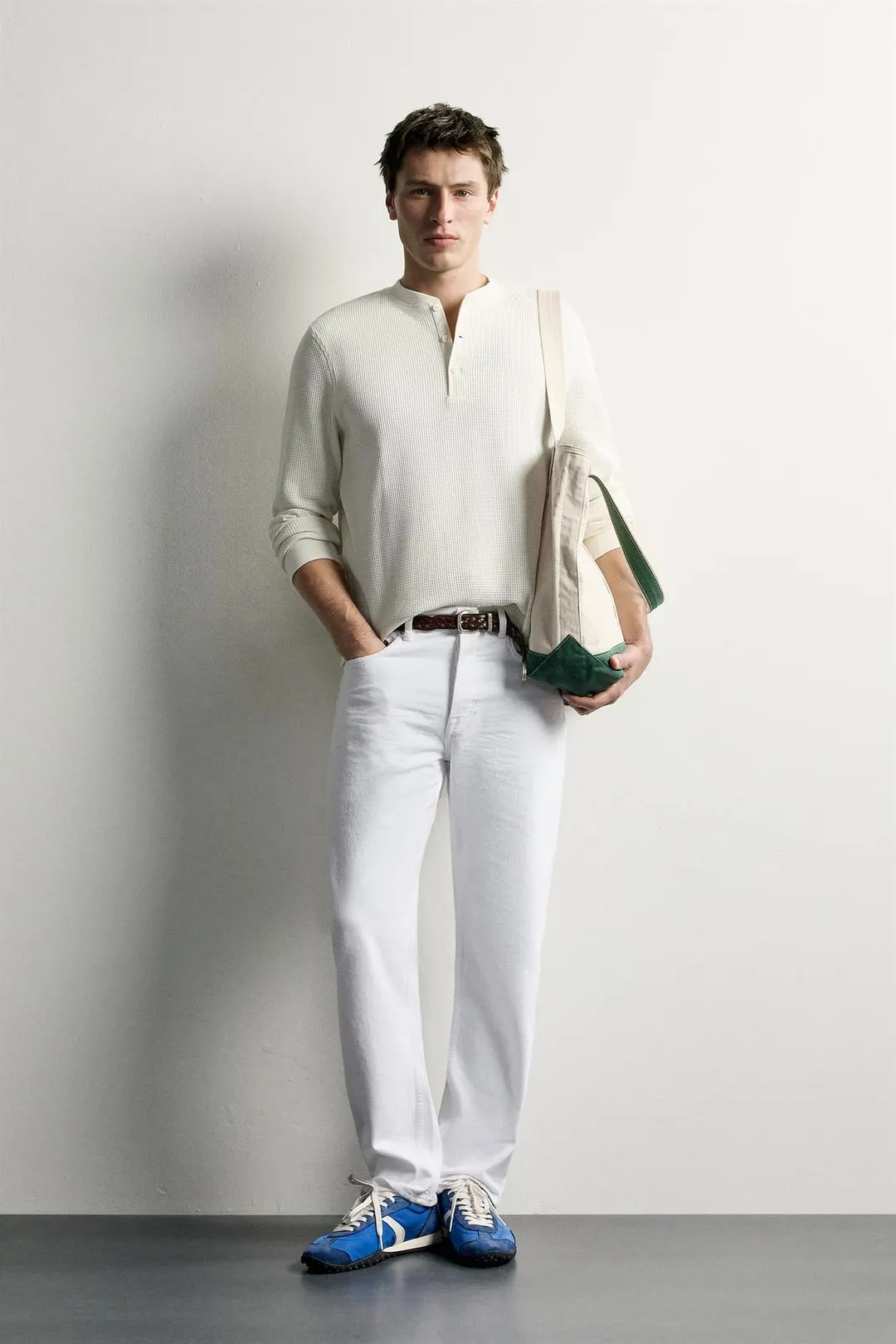 Футболка хенли вафельной вязки, Zara